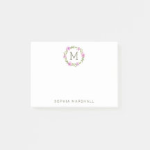 Bonito Monograma Verde Vermelhidão Floral