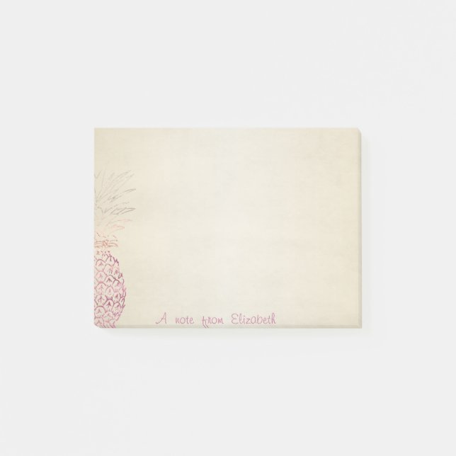 Bloco De Notas Bonito Na moda, Abacaxi Rosa (Frente)