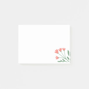 Bloco De Notas Bonito nas notas de Posto da Flor Rosa