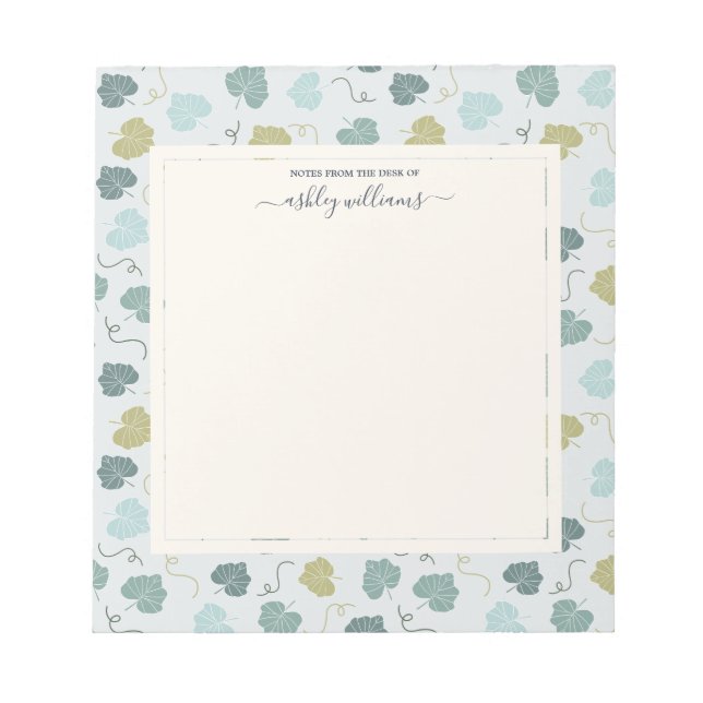 Bloco De Notas Bonito padrão verde sai da mesa de (Frente)