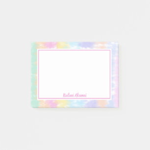 Bloco De Notas Bonito Pastel Tie Dye Rainbow Stripes Nome Posto