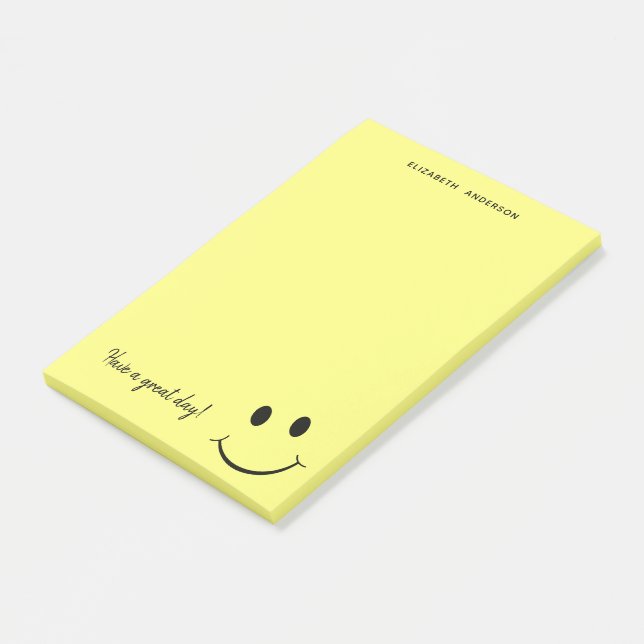Bloco De Notas Bonito Rosto Amarelo Feliz Personalizado (Inclinado)