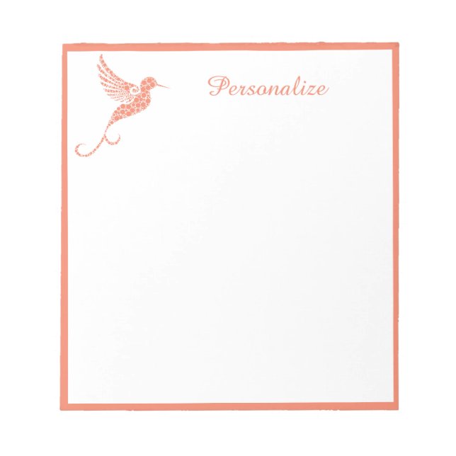 Bloco De Notas Bonito Salmão Rosa Hummingbird Personalizado  (Frente)