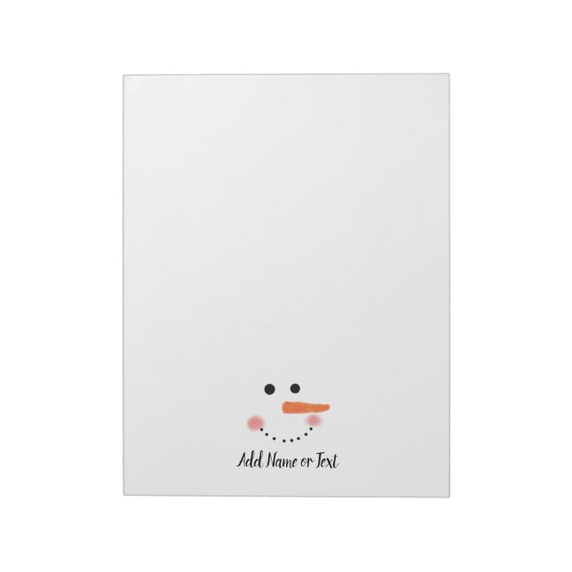 Bloco De Notas Bonito Snowman Face White Winter Personalizado (Invertido)