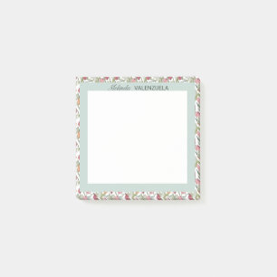 Bloco De Notas Bonito Tulipa Verde Botânica Floral Aquarela