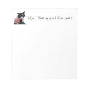 Bloco De Notas Bonito Tuxedo Cat Pensa em Notepads de Paz