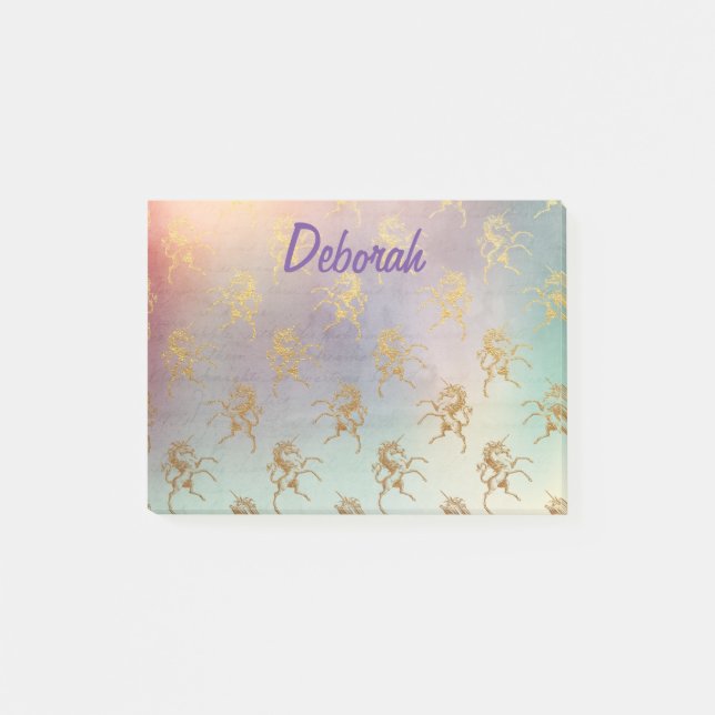 Bloco De Notas Bonito Unicórnios Místicos (Frente)