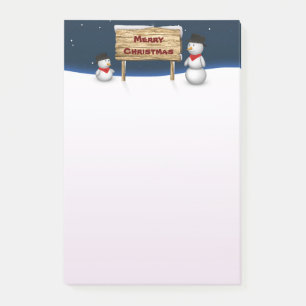 Bloco De Notas Bonitos Snowmen desejando Feliz Natal