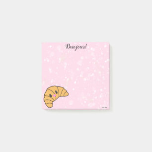 Bloco De Notas Bonjour Paris Kawaii, um doce croissant