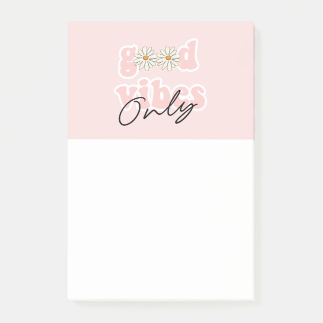 Bloco De Notas Bons Vibes Apenas Slogan Hippie dos anos 70 (Frente)