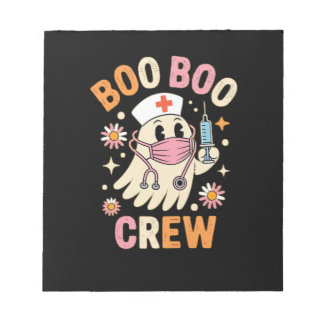 Bloco De Notas Boo Boo Crew Halloween Ghost Nurse Essential T-Shi