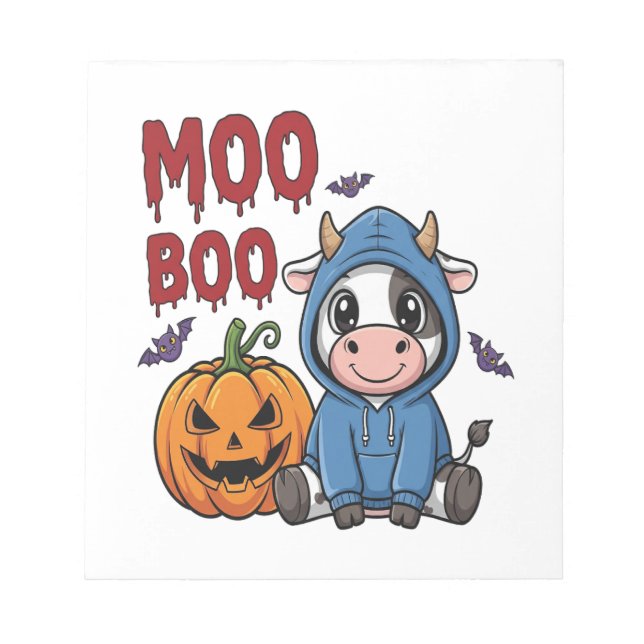 Bloco De Notas Boo Halloween Spooky Ghost Cow (Frente)