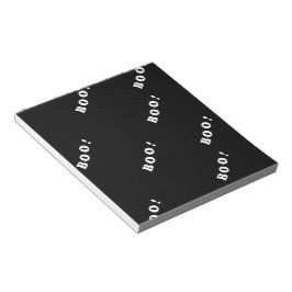 Bloco De Notas Boo palavras de Halloween sobre preto