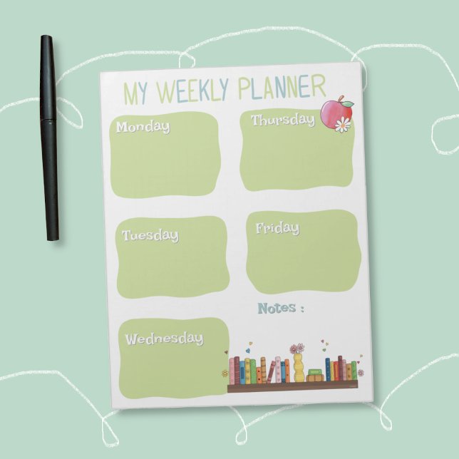 Bloco De Notas Book Lovers Weekly Planner Notepad (Books lovers weekly planner notepad .)