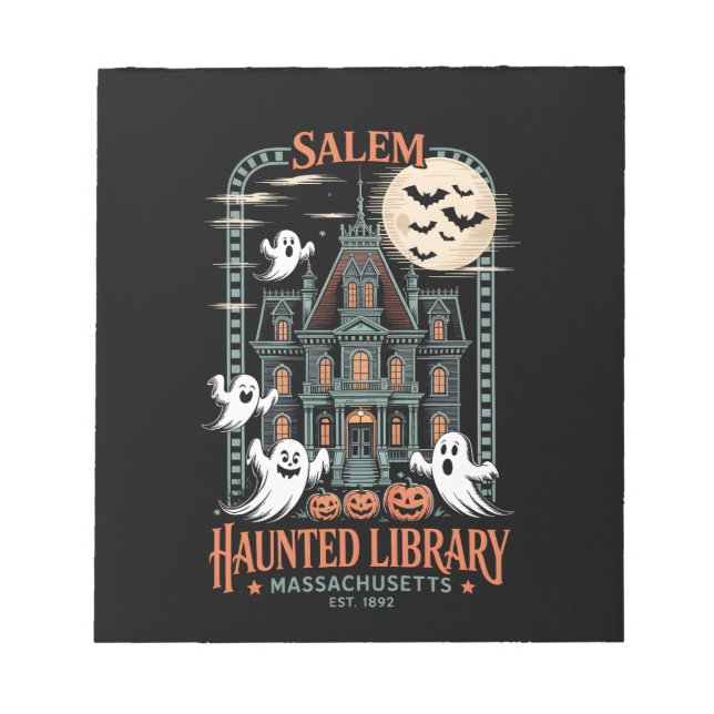 Bloco De Notas Bookworm Halloween Shirt Haunted Library (Frente)