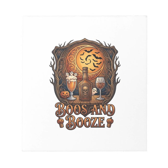 Bloco De Notas Boos Bebida Alcoolica Halloween Caveira Garrafa Ce (Frente)