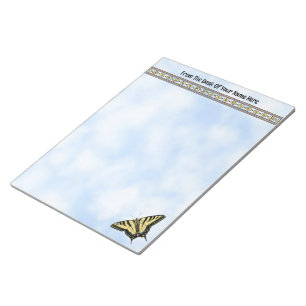 Bloco De Notas Borboleta Amarelo Swallowtail Blue Sky Personaliza