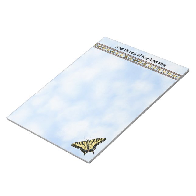 Bloco De Notas Borboleta Amarelo Swallowtail Blue Sky Personaliza (Inclinado)