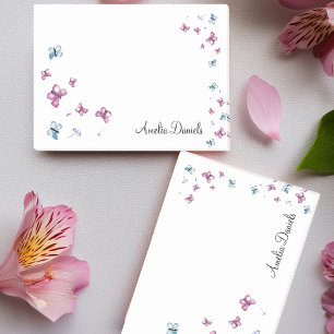 Bloco De Notas Borboleta bonito rosa e azul personalizada