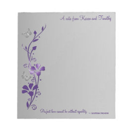 Bloco De Notas Borboleta-Cinza Roxa com Provérbio Escocês