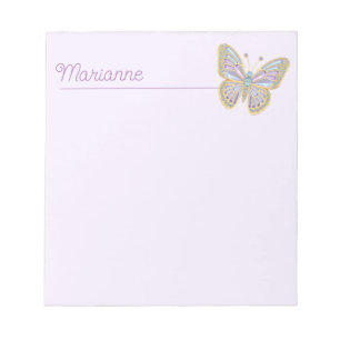 Bloco De Notas Borboleta de Joias Azul Roxo Dourado