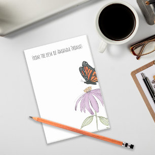 Bloco De Notas Borboleta Elegante e Na moda de Flor Roxo