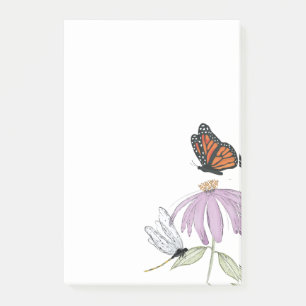 Bloco De Notas Borboleta Elegante e vazio de Na moda de Flor Roxo