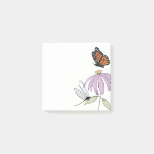 Bloco De Notas Borboleta Elegante e vazio de Na moda de Flor Roxo