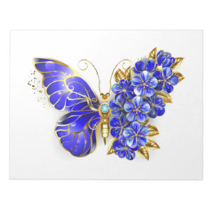 Bloco De Notas Borboleta Flor Sapphire