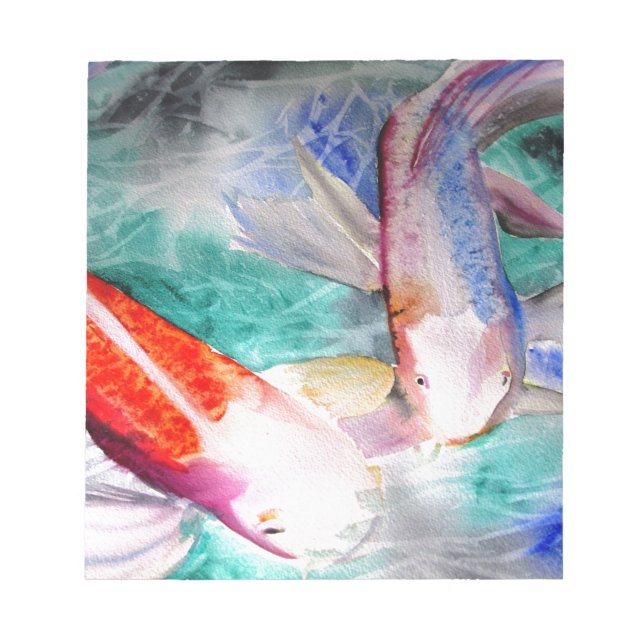 Bloco De Notas Borboleta Koi aquarela Japonês Peixe Art (Frente)