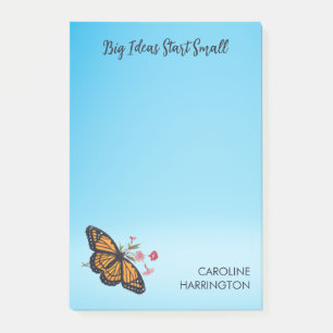 Bloco De Notas Borboleta Laranja Monarca Sky Azul Inspiração
