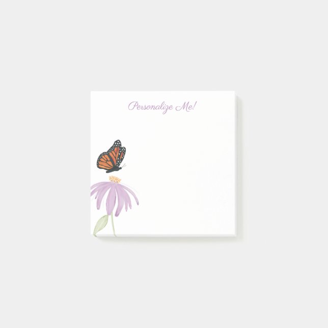 Bloco De Notas Borboleta Monarca com Flor de Cone Roxo (Frente)