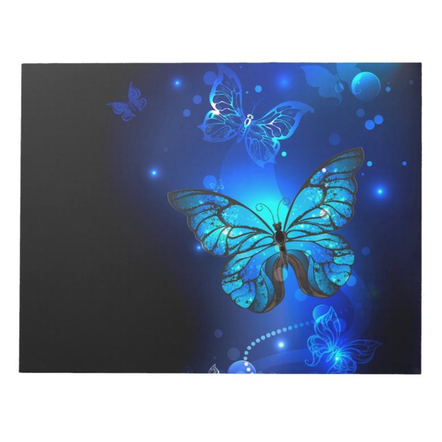 Bloco De Notas Borboleta Morpho em Fundo Escuro (Frente)