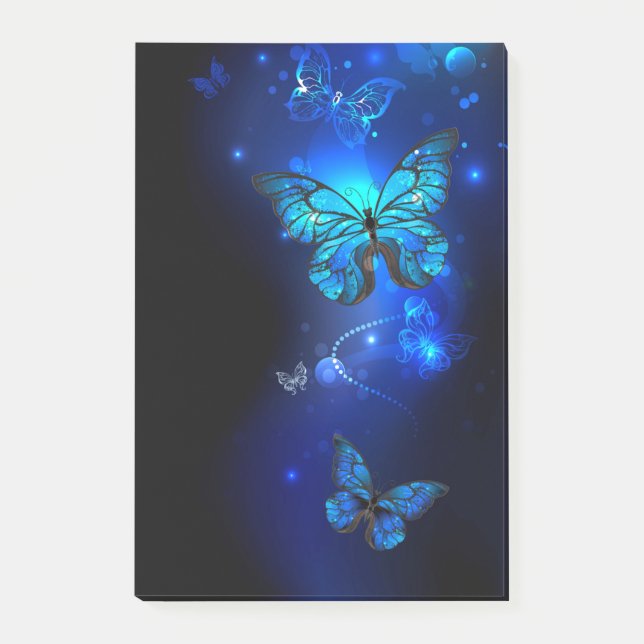 Bloco De Notas Borboleta Morpho em Fundo Escuro (Frente)