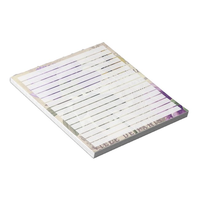 Bloco De Notas Borboleta roxa floral (Inclinado)