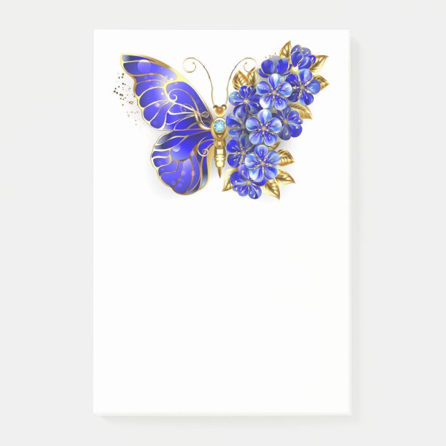Bloco De Notas Borboleta Safira Flor (Frente)