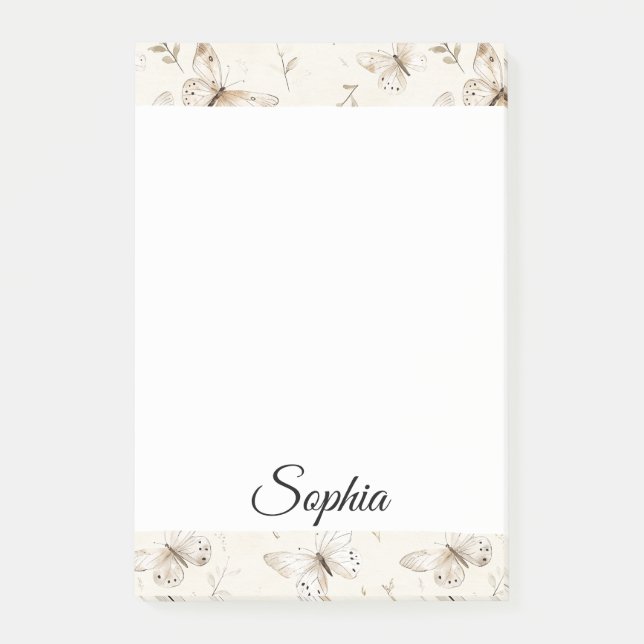 Bloco De Notas Borboletas de Creme Chic (Frente)