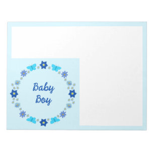 Bloco De Notas Borboletas e flores do menino azul personalizadas