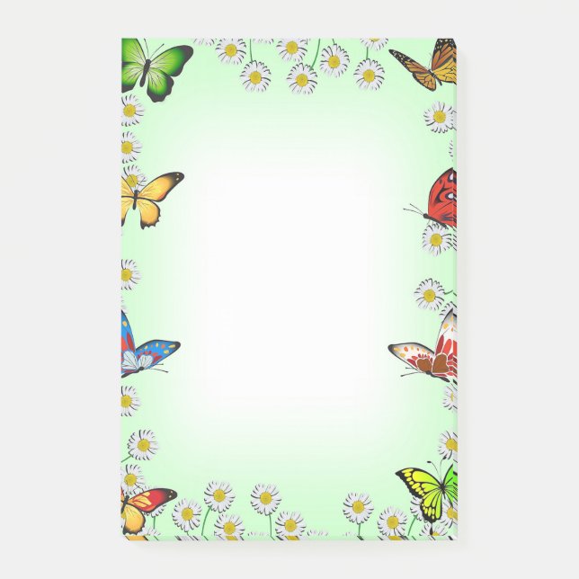 Bloco De Notas Borboletas e margaridas (Frente)