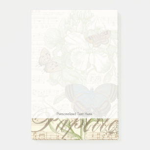 Bloco De Notas Borboletas em Música Planeta com Design Floral