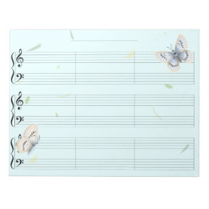 Bloco De Notas Borboletas Música de Piano Manu Papel Regra Larga
