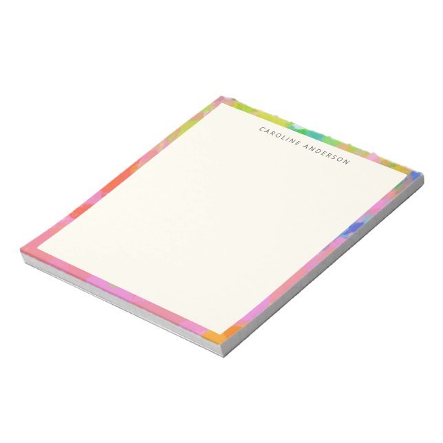 Bloco De Notas Borda Abstrata Rosa Estilosa Nome Personalizado (Invertido)