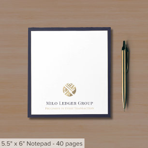 Bloco De Notas Borda azul do Marinho de logotipo personalizado el