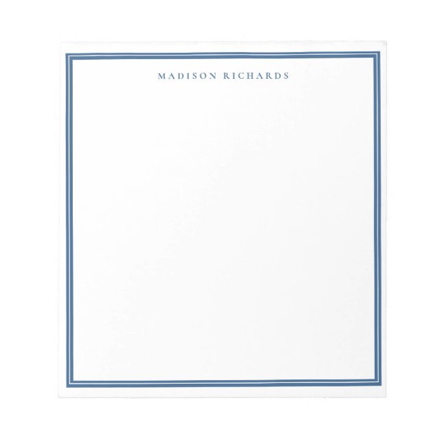 Bloco De Notas Borda Azul Simples de Marinho Claro Personalizada (Frente)