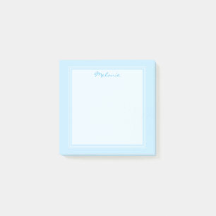 Bloco De Notas Borda Branca Azul Claro Moderna Script