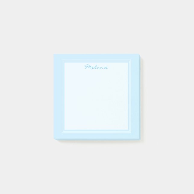 Bloco De Notas Borda Branca Azul Claro Moderna Script (Frente)