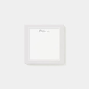 Bloco De Notas Borda Branca Prata Cinza Claro Moderna Script