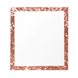 Bloco De Notas Borda Brilhante de Cobre Esparsa Faux Branco