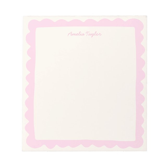 Bloco De Notas Borda Caprichosa Pessoal Rosa Préppy (Frente)