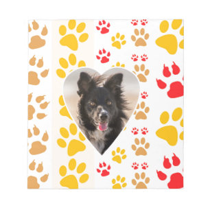 Bloco De Notas Borda Collie Paw Print Love Heart